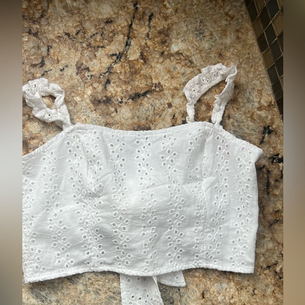 Hollister White eyelet crop